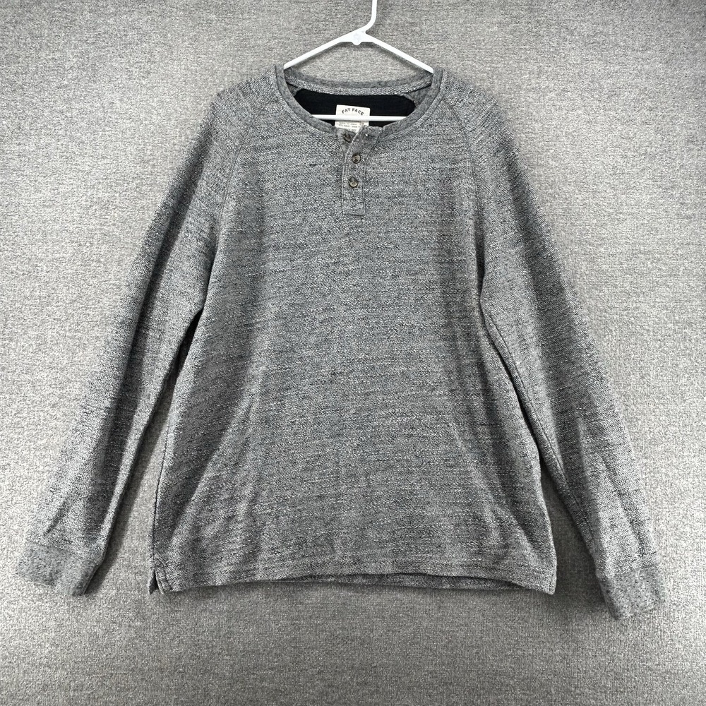 Fat Face 1/4‎ Button Pullover Sweater Men Size XL Gray Winter Casual